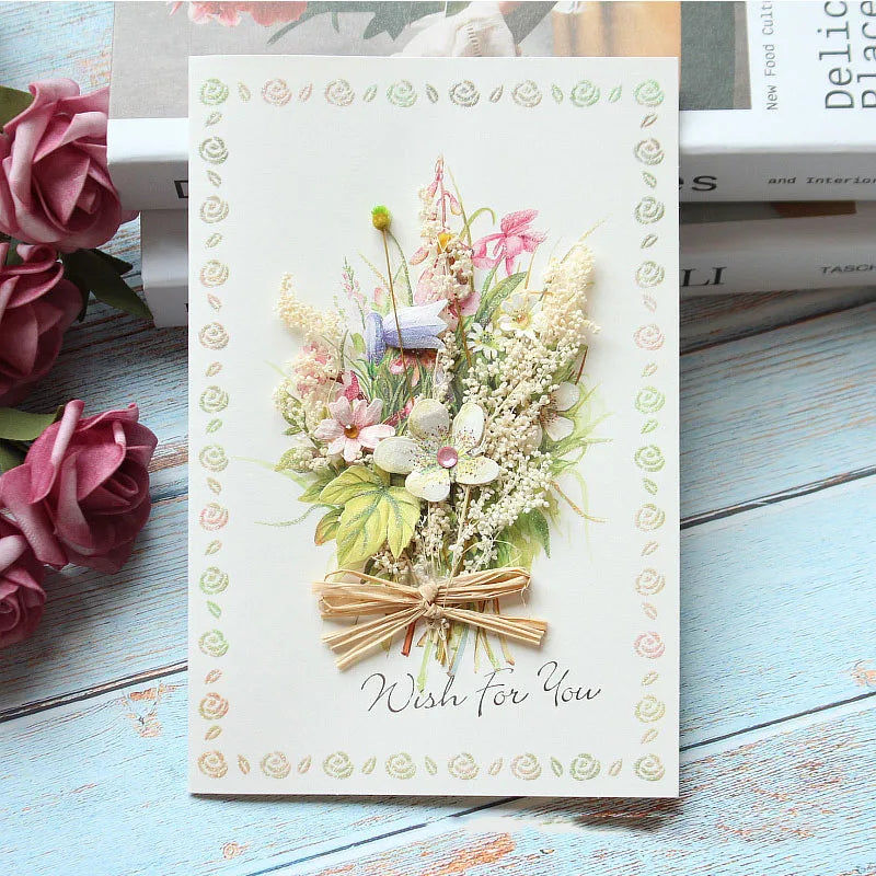 Handmade Dried Flower Greeting Cards – Thank You, Teacher’s Day & Birthday Gift Set