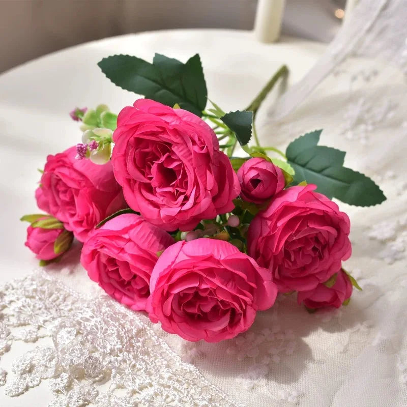 Rose Pink Silk Peony Bouquet – Artificial Wedding Flower