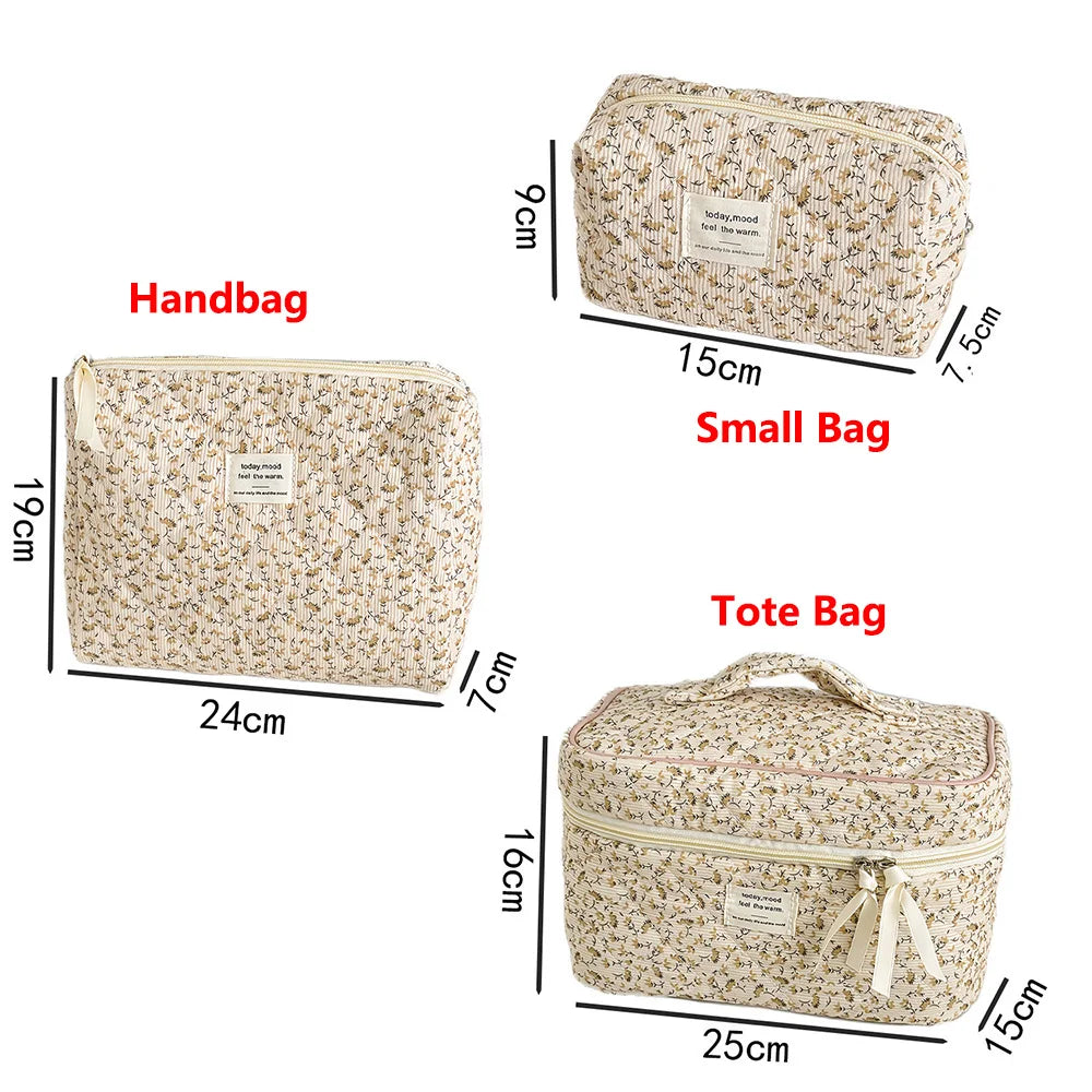 Floral Quilted Makeup Pouch