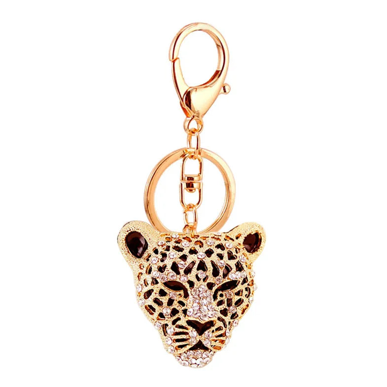 Chic Leopard Crystal Keychain – Luxury Bag & Car Pendant