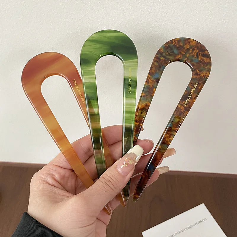 Marble U-Shaped Hair Stick