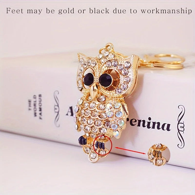 Crystal Owl Keychain – Glitter Rhinestone Car & Bag Charm