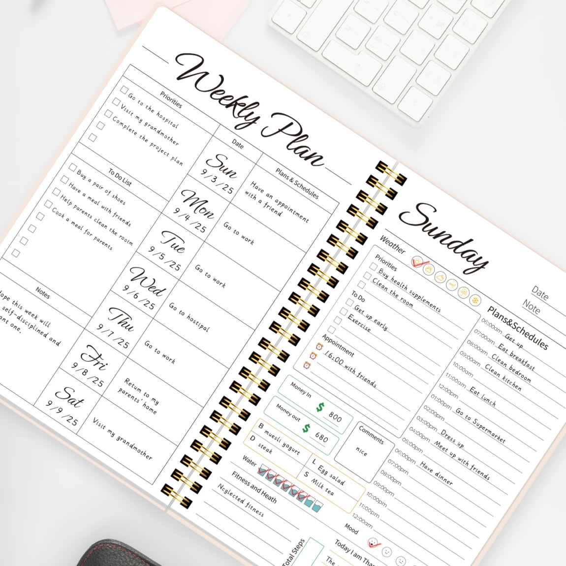 Weekly & Daily Planner Notebook