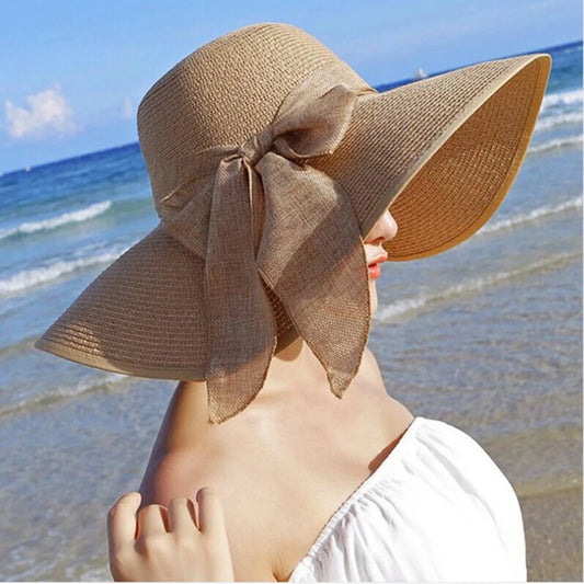[Special Offer: Buy 2, Save More] Chic Bowknot Straw Hat – Women’s Wide Brim Floppy Sun Hat