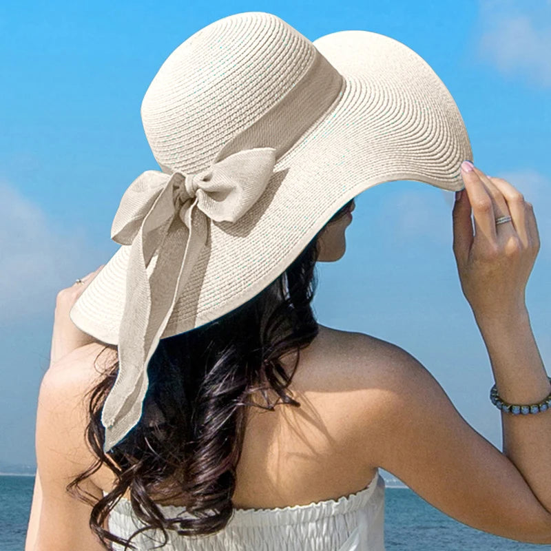 [Special Offer: Buy 2, Save More] Chic Bowknot Straw Hat – Women’s Wide Brim Floppy Sun Hat