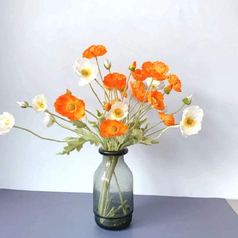 Paperpetals Artificial Silk Poppy Flowers – Long Stem Bouquet