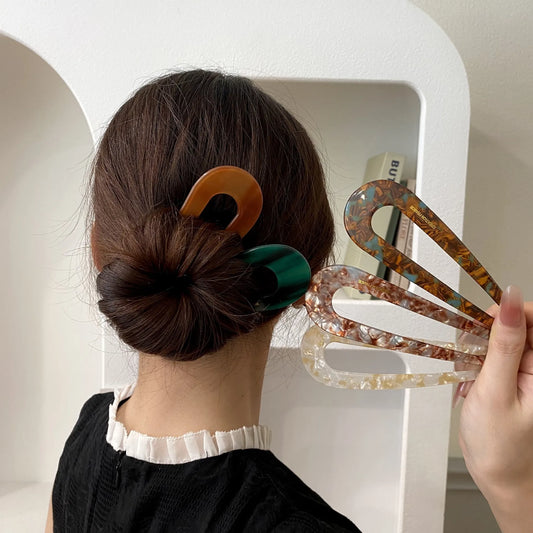 Marble U-Shaped Hair Stick
