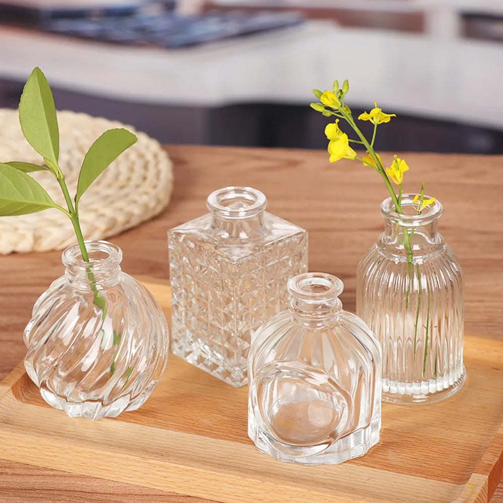 10PCS Retro Relief Mini Glass Vase