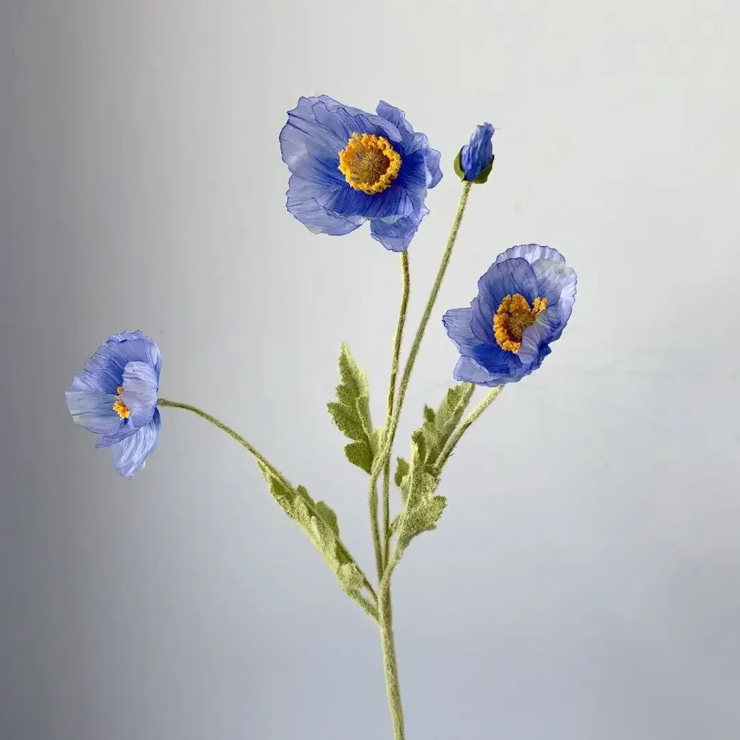 Paperpetals Artificial Silk Poppy Flowers – Long Stem Bouquet