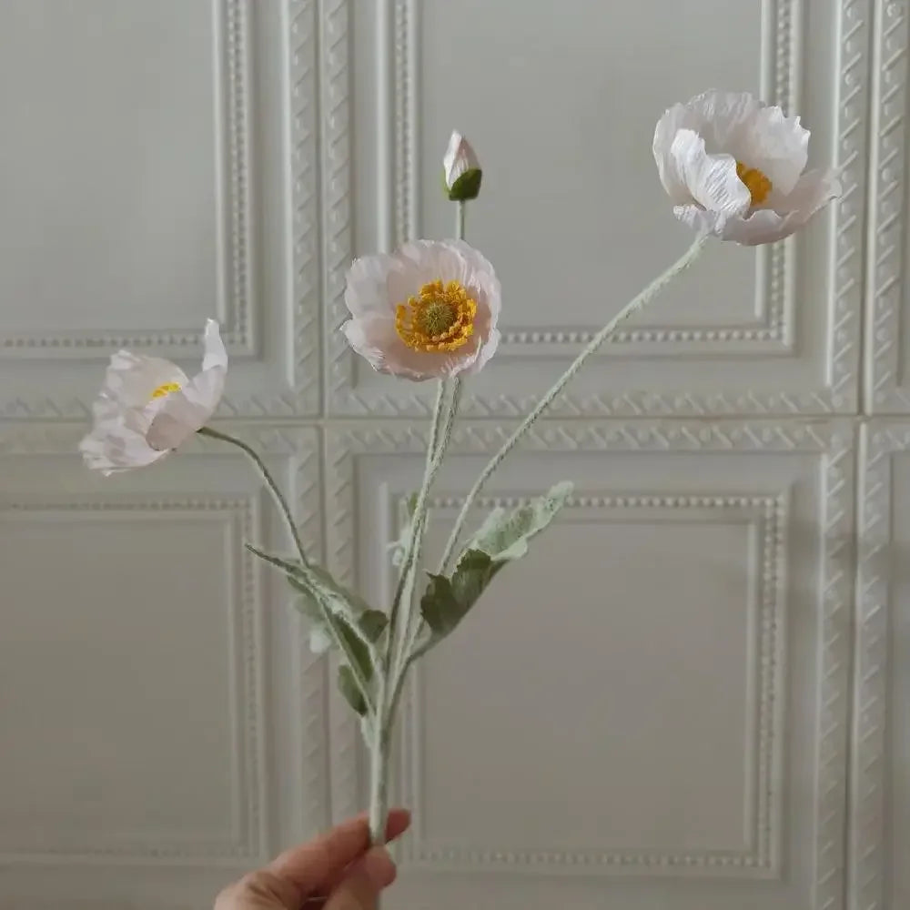Paperpetals Artificial Silk Poppy Flowers – Long Stem Bouquet