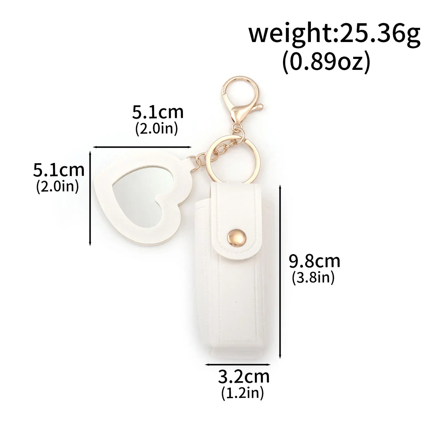 Love Heart Lipstick Keychain Pouch – Mini Makeup Holder with Mirror