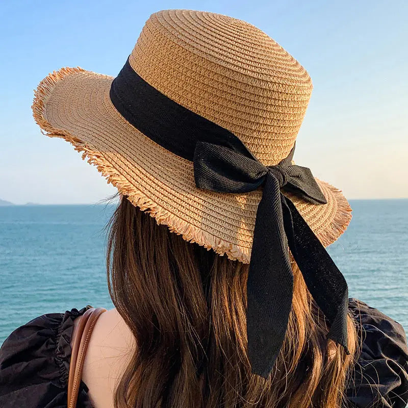[Special Offer: Buy 2, Save More]Elegant Bow Straw Hat –Medium Brim Summer Sun Hat