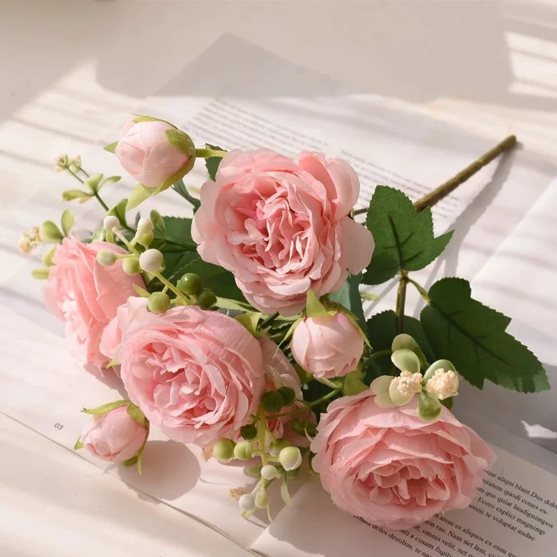 Rose Pink Silk Peony Bouquet – Artificial Wedding Flower