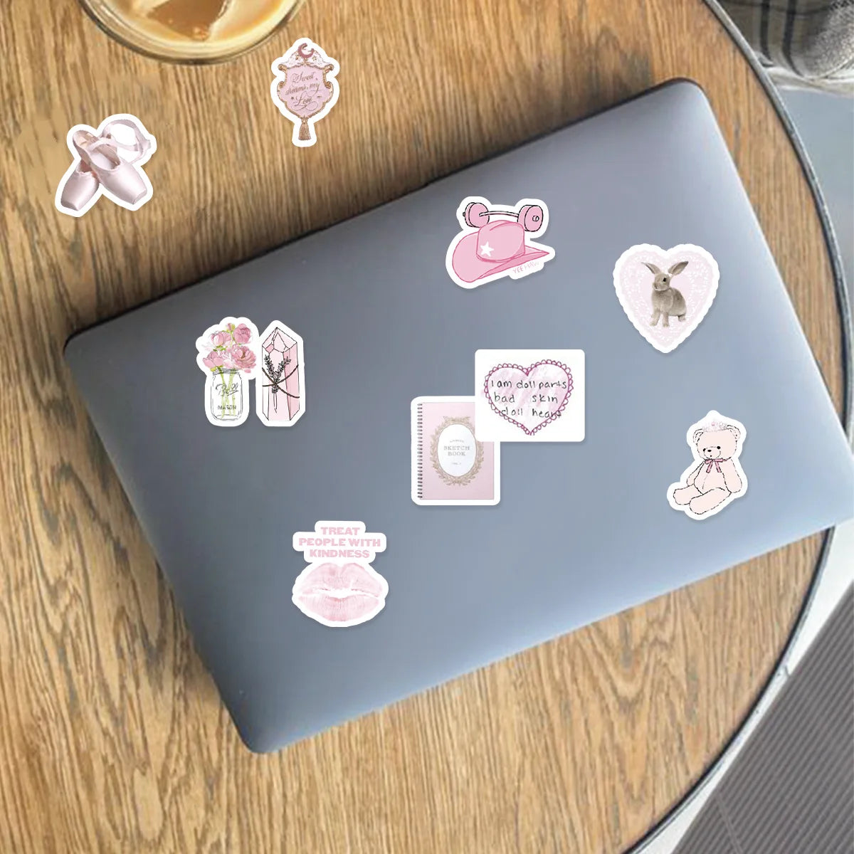 46pcs Bunny, Bear, Perfume Pink Graffiti Stickers