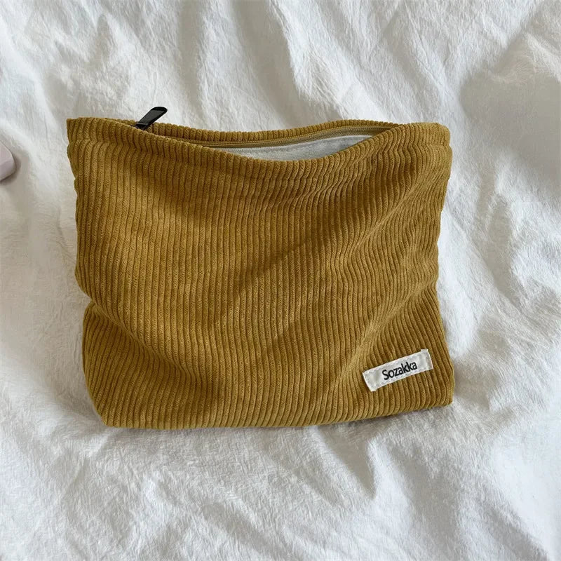 Corduroy Flower Print Pouch