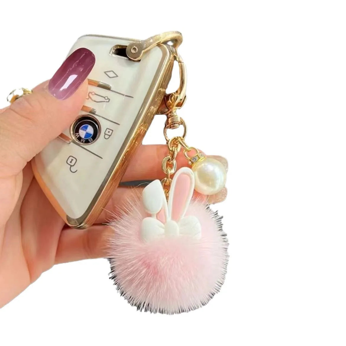 Cute Bunny Pom Pom Keychain