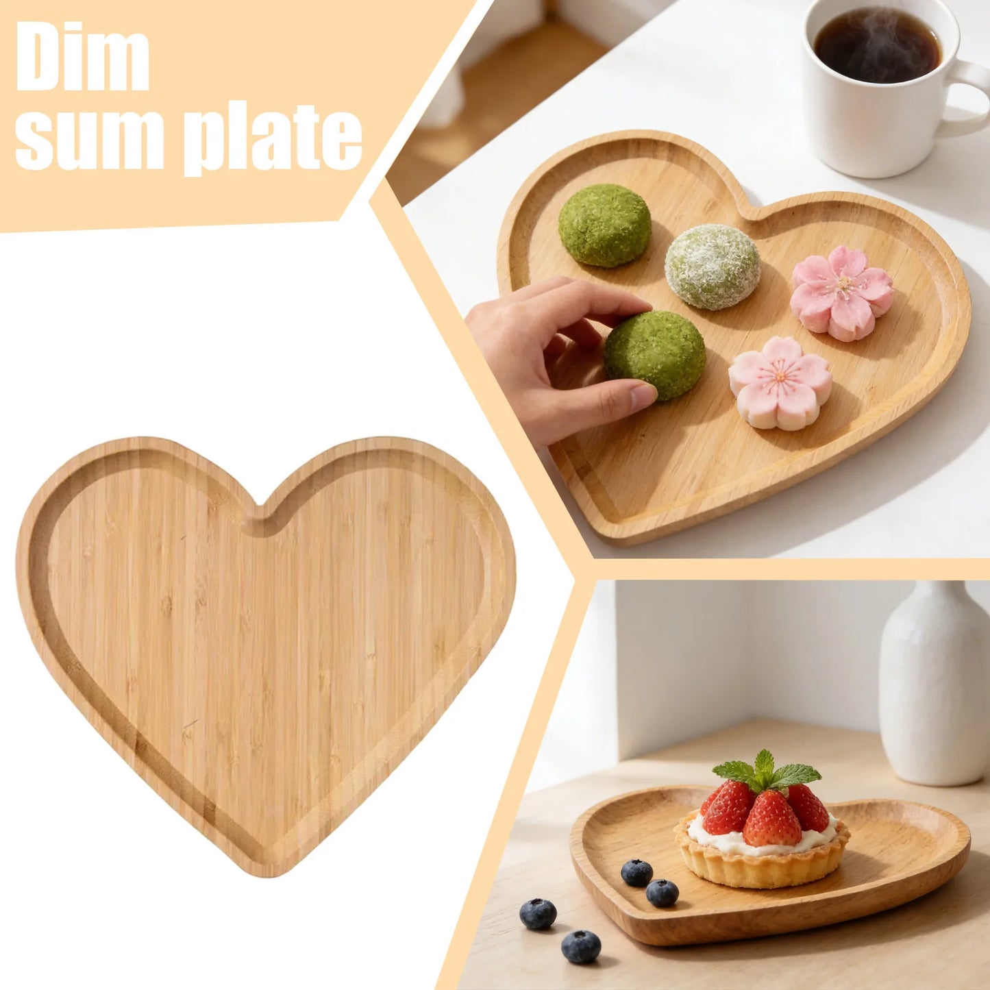 Wooden Heart-shaped Food Plates