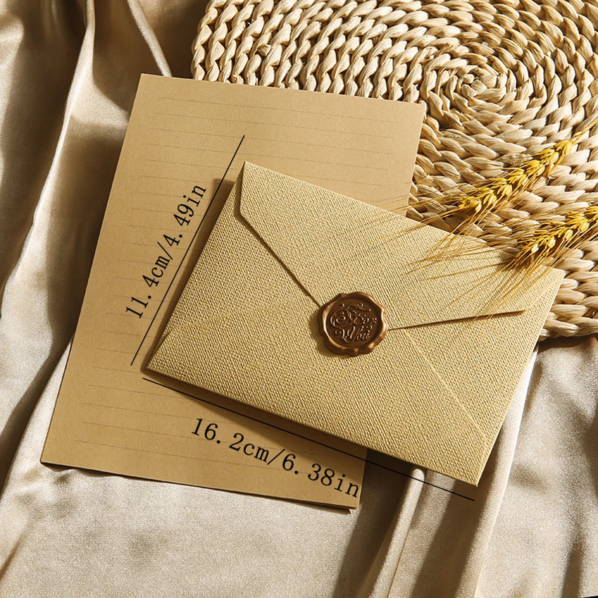 Elegant Linen Letter Set with Wax Seal – DIY Gift & Wedding Stationery Kit