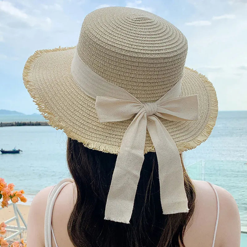 [Special Offer: Buy 2, Save More]Elegant Bow Straw Hat –Medium Brim Summer Sun Hat