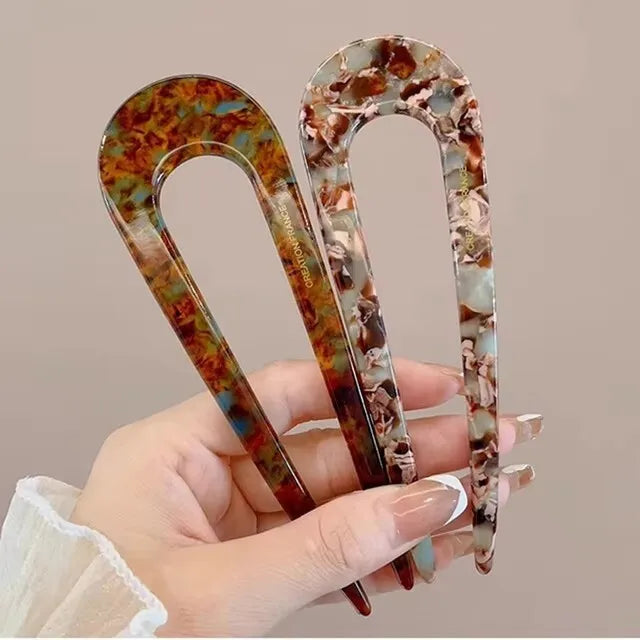 Marble U-Shaped Hair Stick