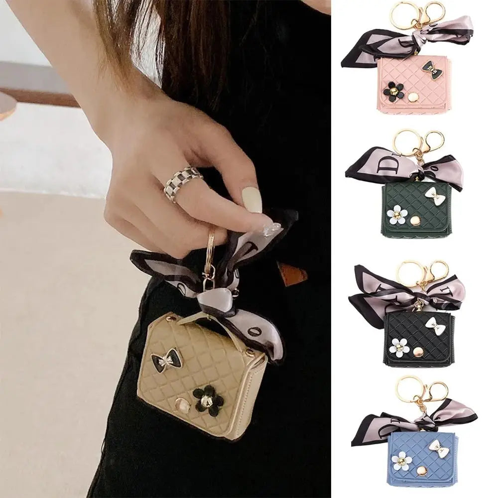 Luxury Mini Leather Earphone Case Keychain