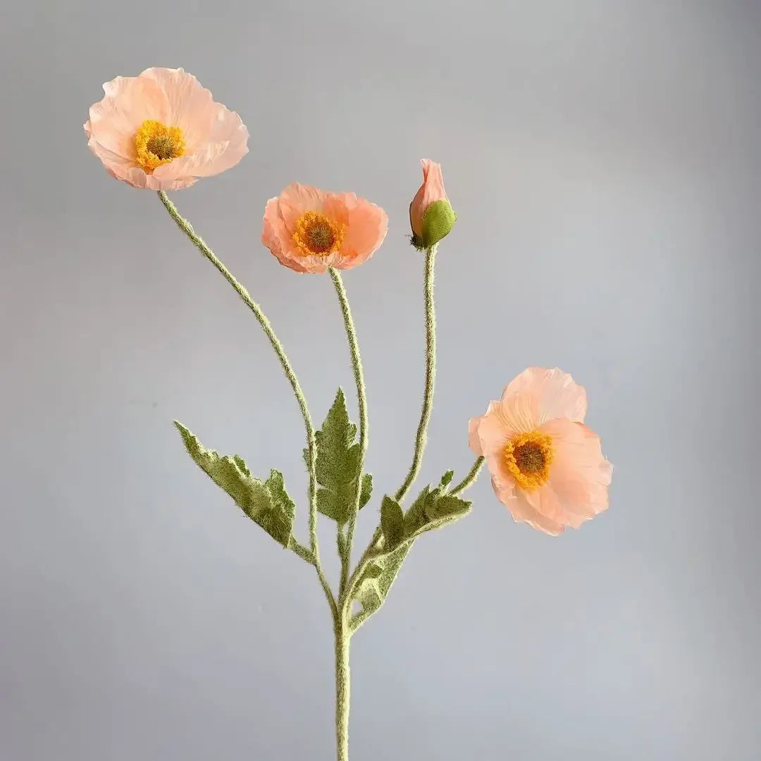 Paperpetals Artificial Silk Poppy Flowers – Long Stem Bouquet