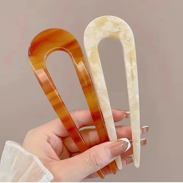 Marble U-Shaped Hair Stick