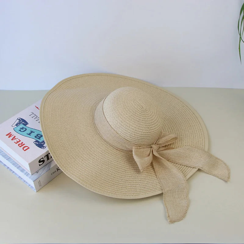 [Special Offer: Buy 2, Save More] Chic Bowknot Straw Hat – Women’s Wide Brim Floppy Sun Hat
