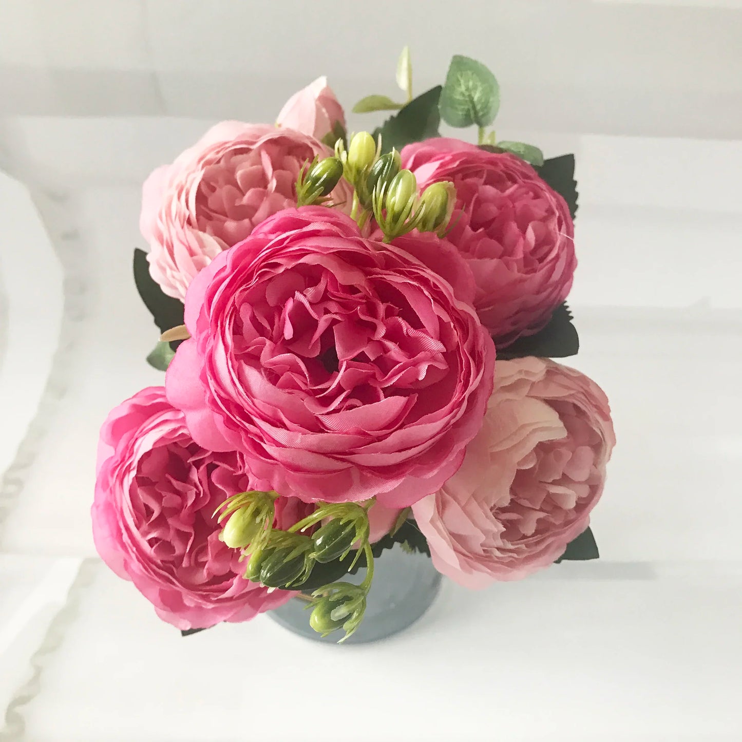 New Rose Pink Silk Peony Bouquet