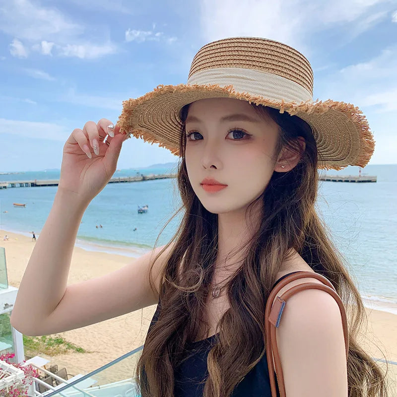 [Special Offer: Buy 2, Save More]Elegant Bow Straw Hat –Medium Brim Summer Sun Hat