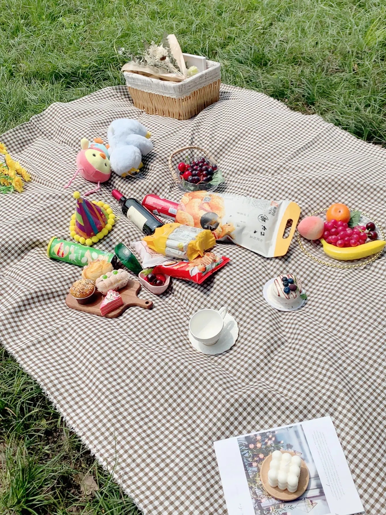 Cozy Checkered Cotton Picnic Blanket for Outdoor & Home