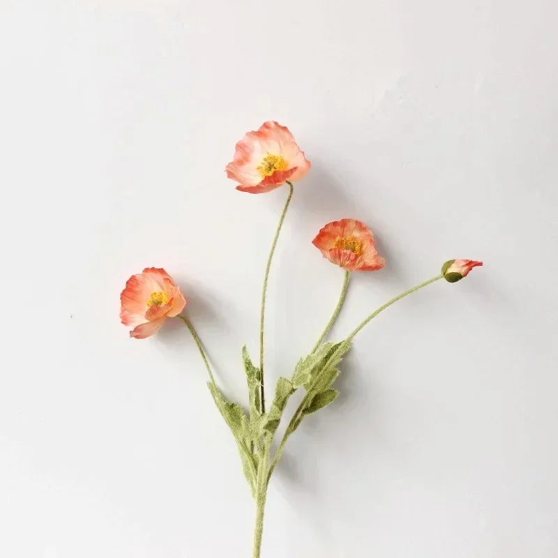 Paperpetals Artificial Silk Poppy Flowers – Long Stem Bouquet