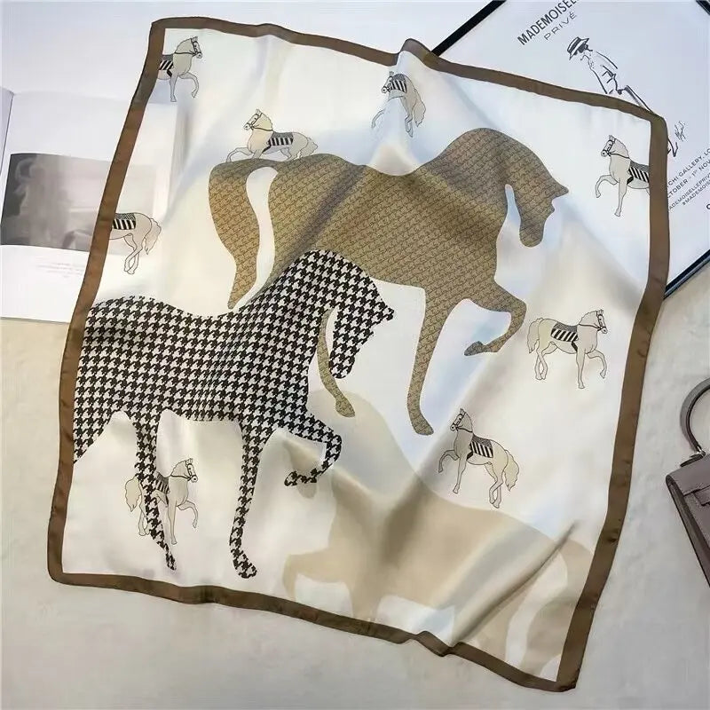 Silk Satin Horse Printed Scarf
