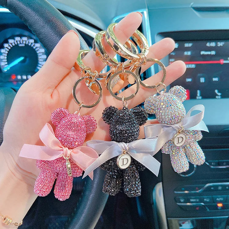 Luxury Rhinestone Bear Keychain – Full Crystal Car & Bag Charm