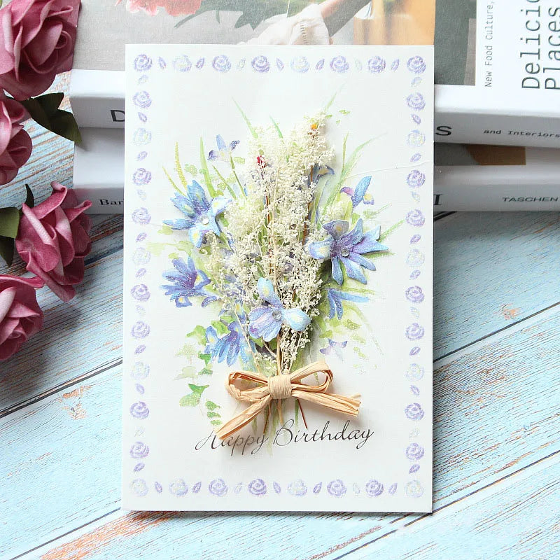 Handmade Dried Flower Greeting Cards – Thank You, Teacher’s Day & Birthday Gift Set