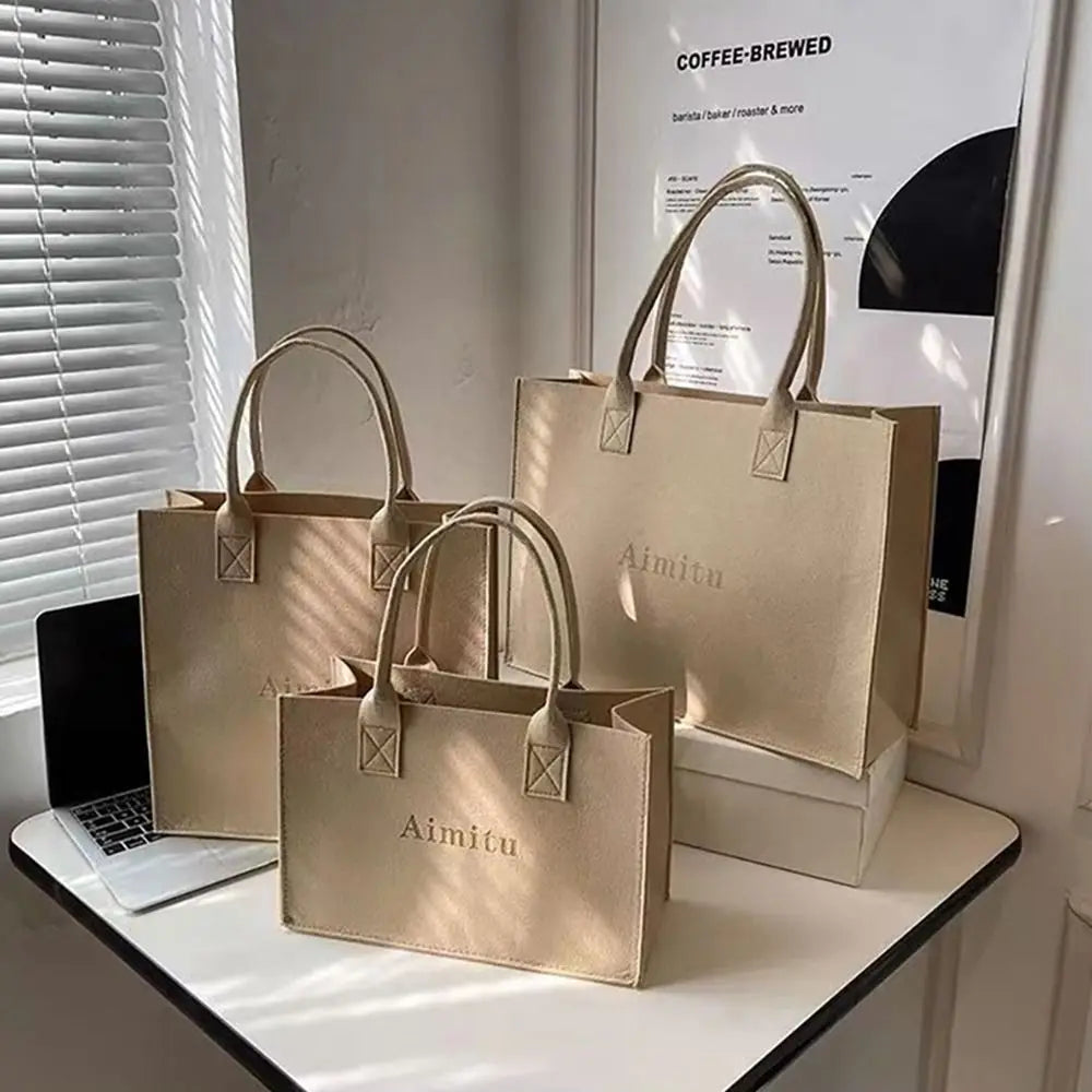 Neutral Felt Tote Bag
