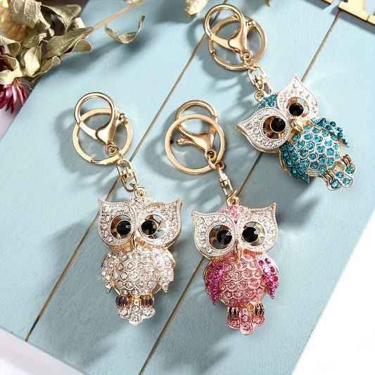 Crystal Owl Keychain – Glitter Rhinestone Car & Bag Charm