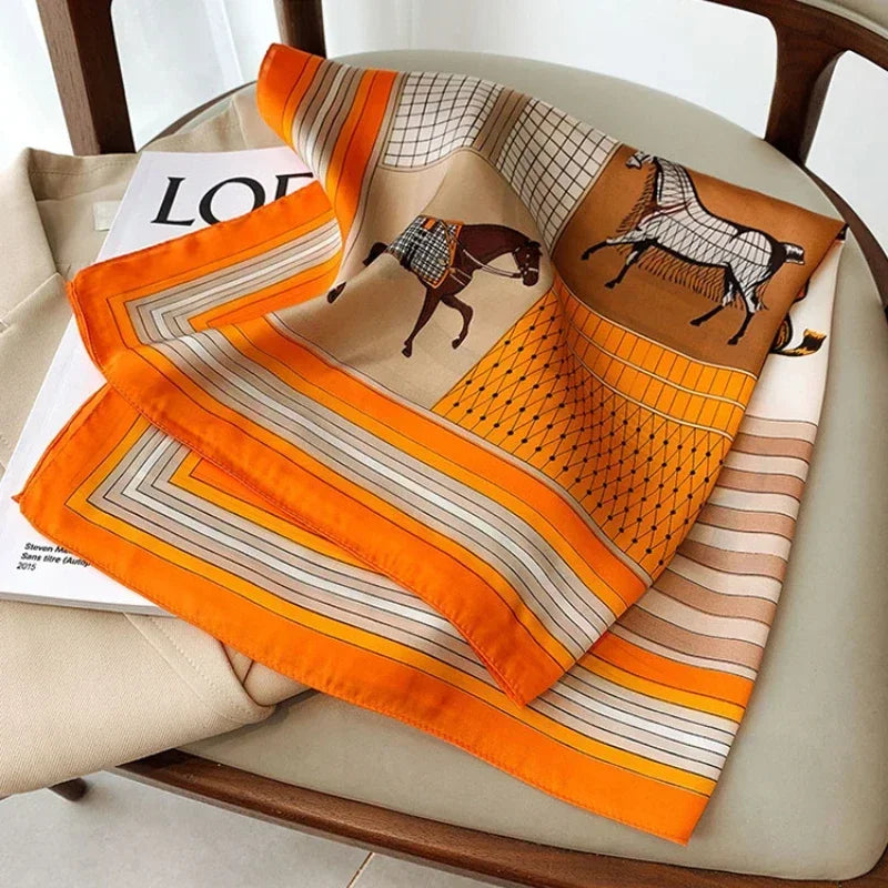 Silk Satin Horse Printed Scarf