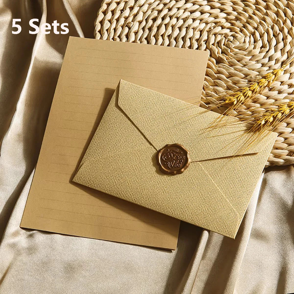 Elegant Linen Letter Set with Wax Seal – DIY Gift & Wedding Stationery Kit