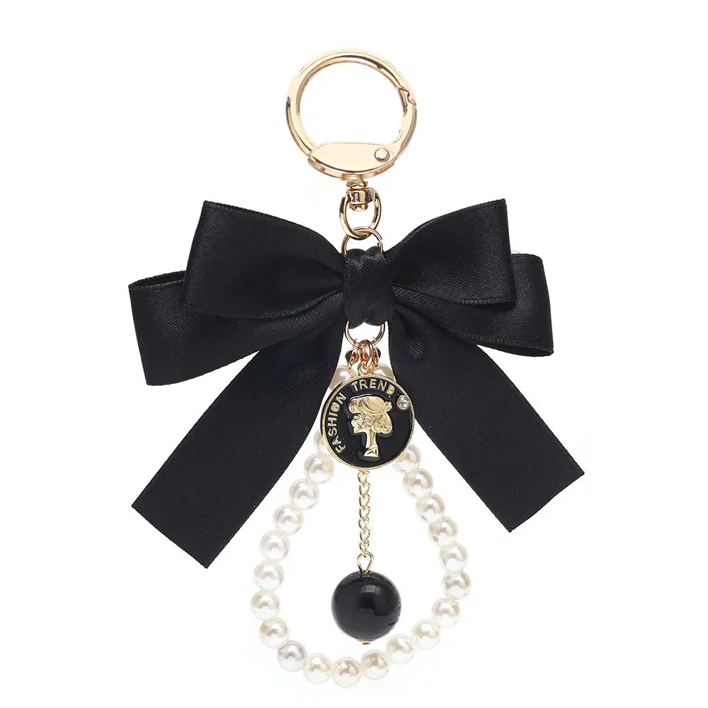 Luxury Pearl Bow Keychain with Mini Perfume Charm