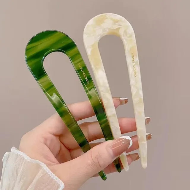 Marble U-Shaped Hair Stick