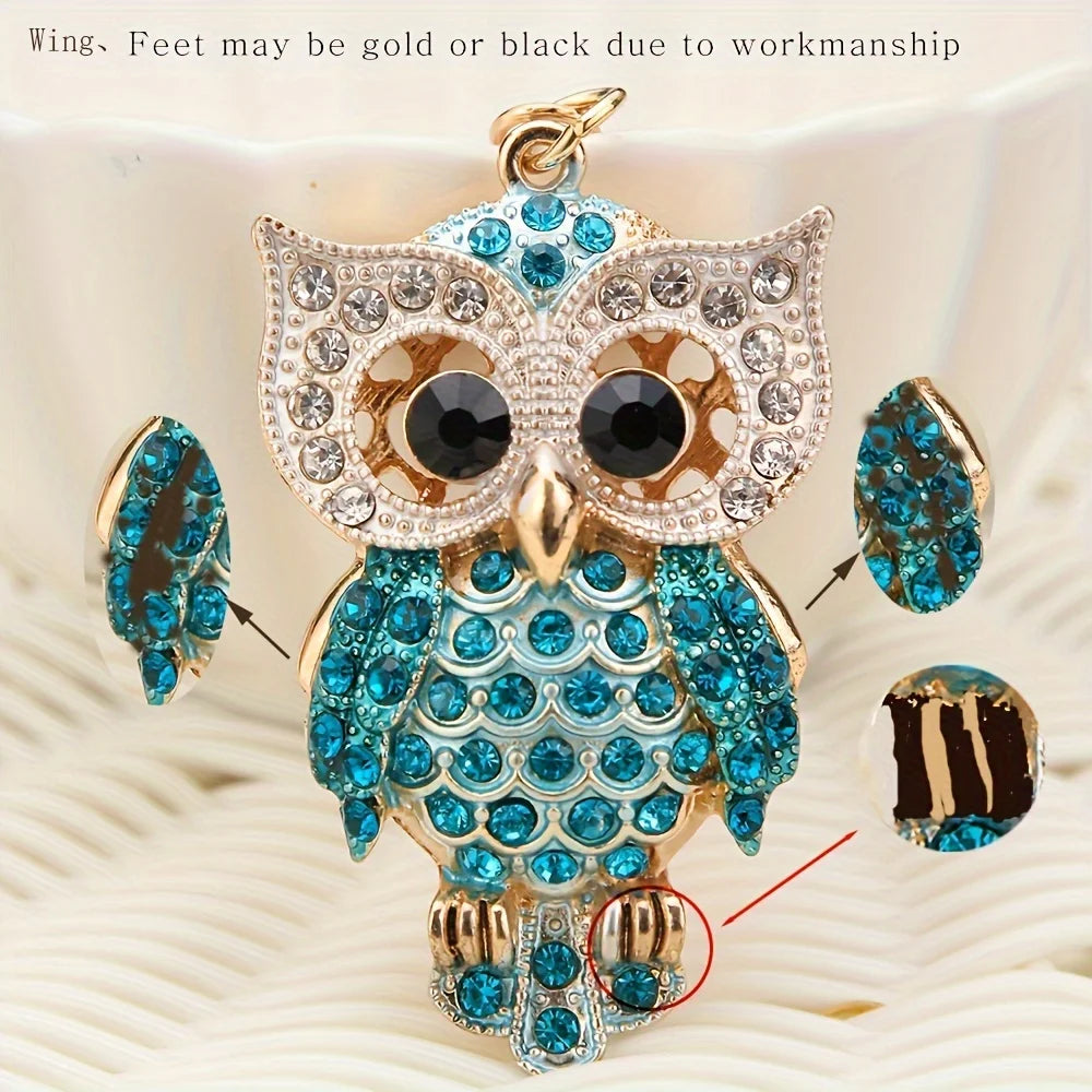 Crystal Owl Keychain – Glitter Rhinestone Car & Bag Charm