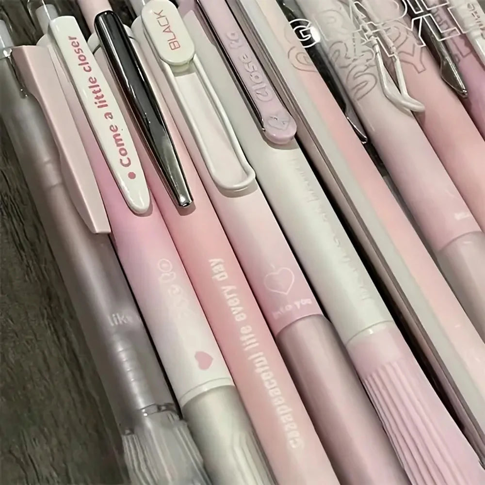 Chic Pink Blush Retractable Gel Pens 0.5mm Fine Point  Black Ink
