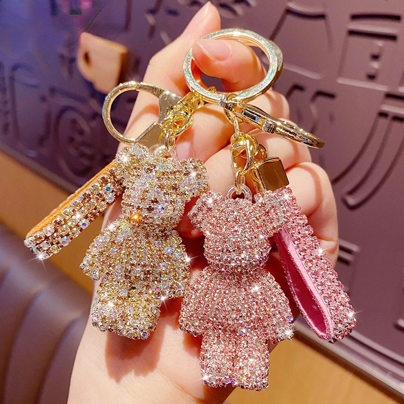 Cute Rhinestone Tassel Bear Keychain – Sparkling Bag & Car Charm