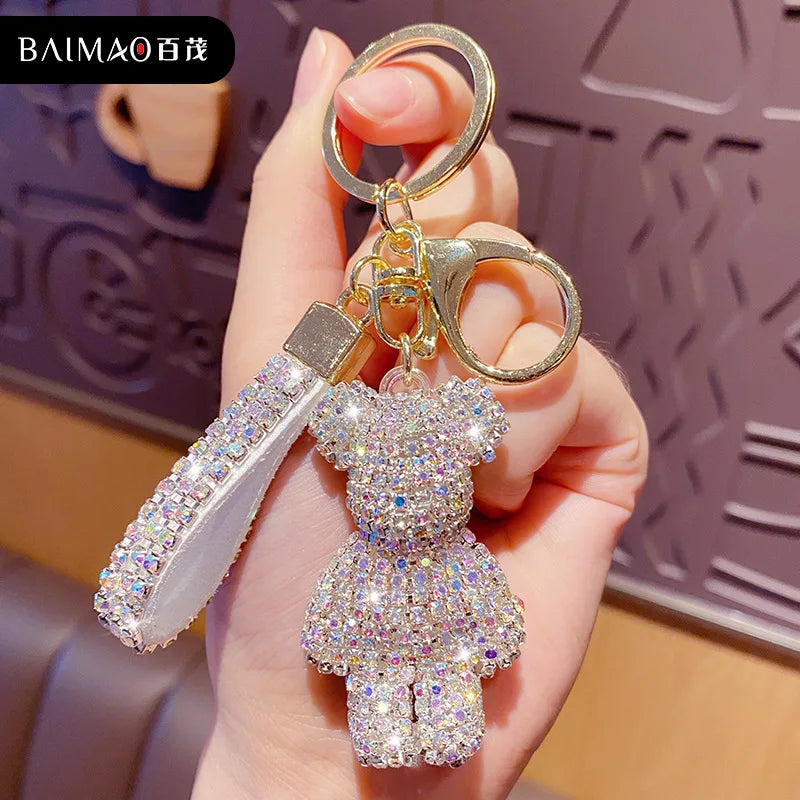 Cute Rhinestone Tassel Bear Keychain – Sparkling Bag & Car Charm
