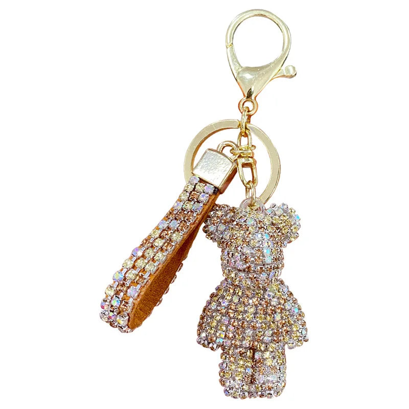 Cute Rhinestone Tassel Bear Keychain – Sparkling Bag & Car Charm
