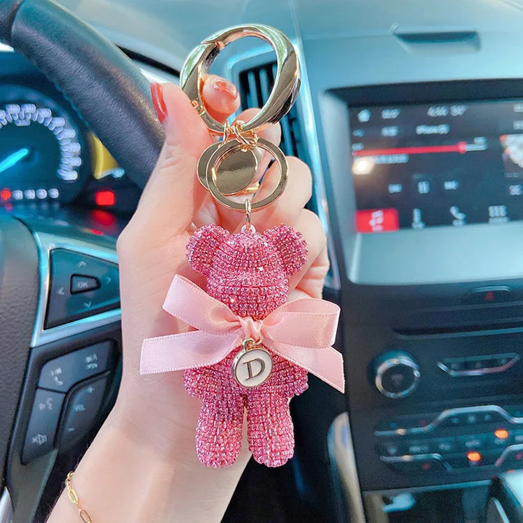 Luxury Rhinestone Bear Keychain – Full Crystal Car & Bag Charm