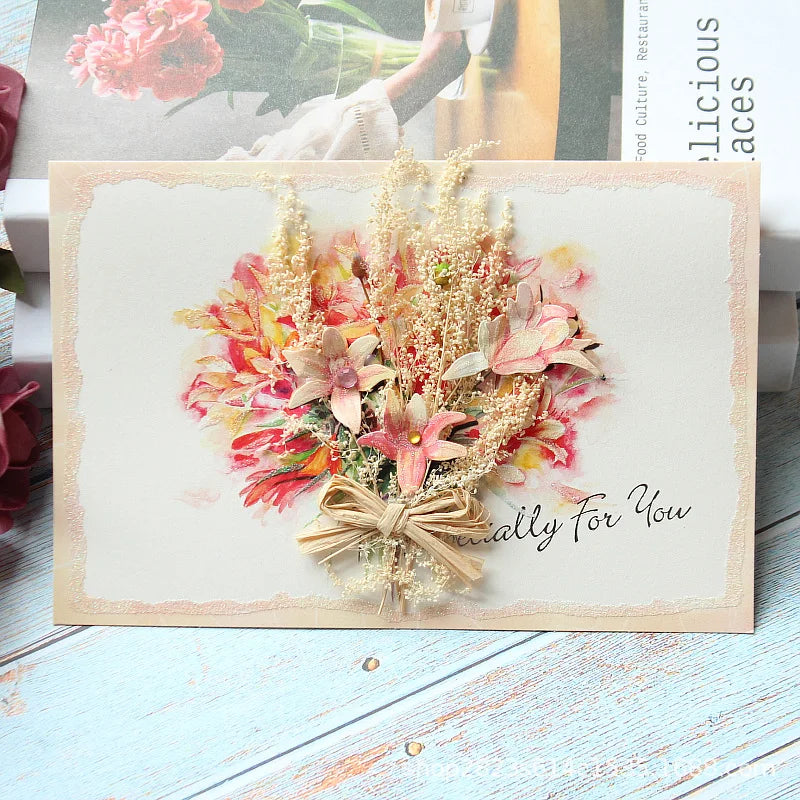 Handmade Dried Flower Greeting Cards – Thank You, Teacher’s Day & Birthday Gift Set