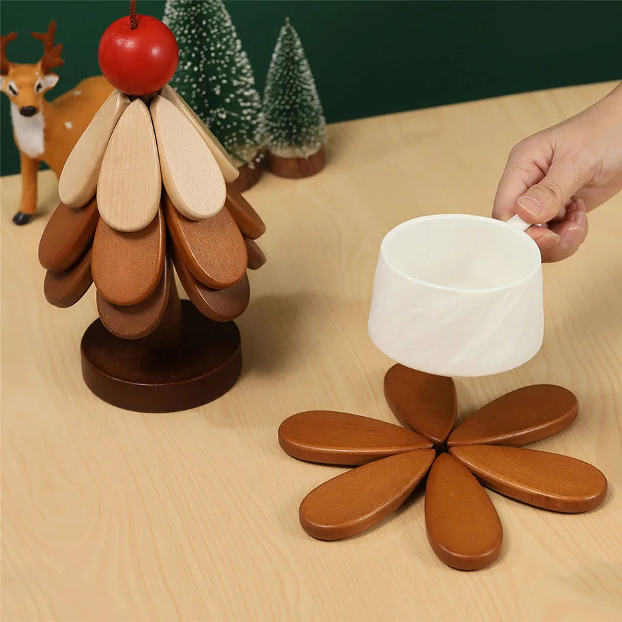 Tree Wooden Trivet set