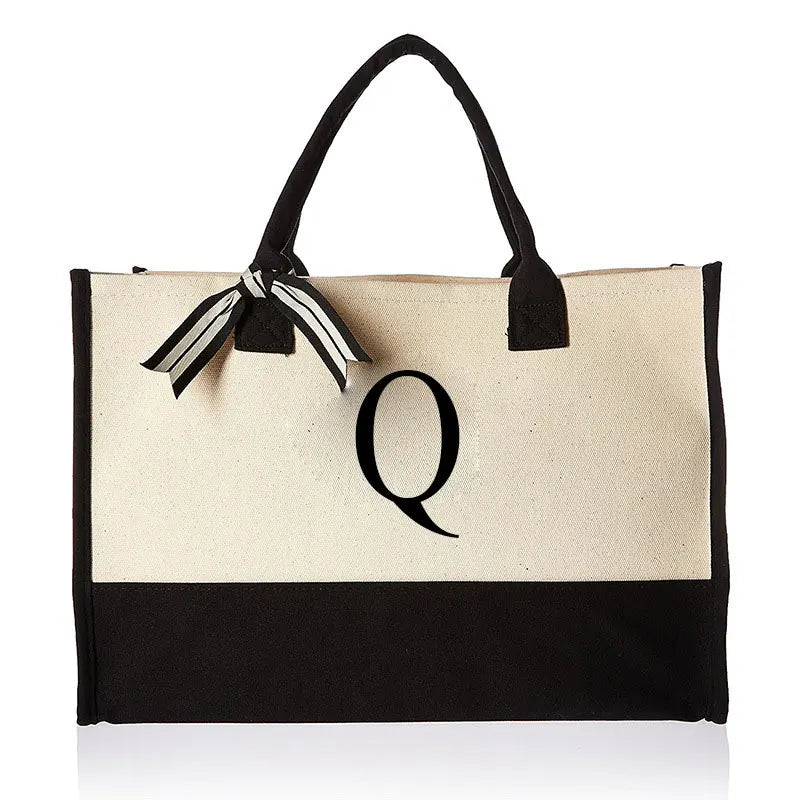 Letter Canvas Shoulder Bag